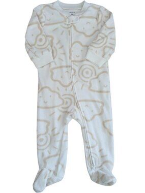 Carters Fleece Cloud Sun Sky Beige‎ & Cream Warm Winter Baby Kids Footie 9m